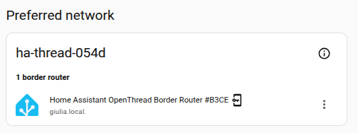 Screenshot showing the Thread network page