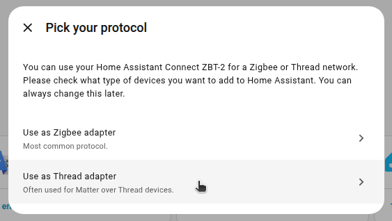 Select the Thread firmware