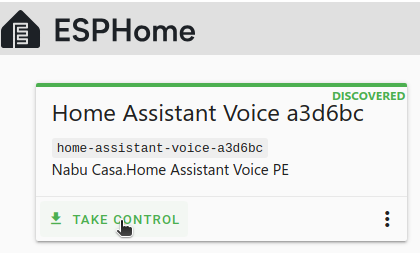 Screenshot showing the ESPHome app UI