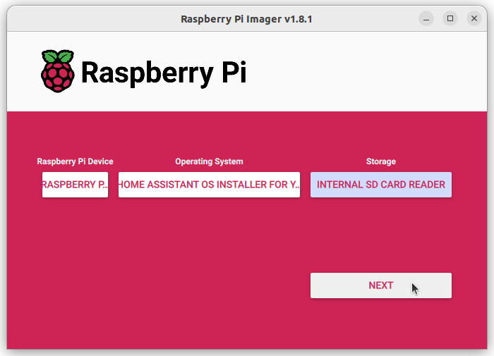 Screenshot showing the next button