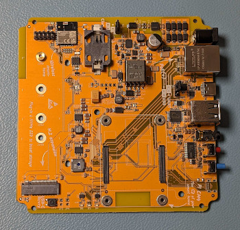 Top view of the board, without the module, connectors facing to the right