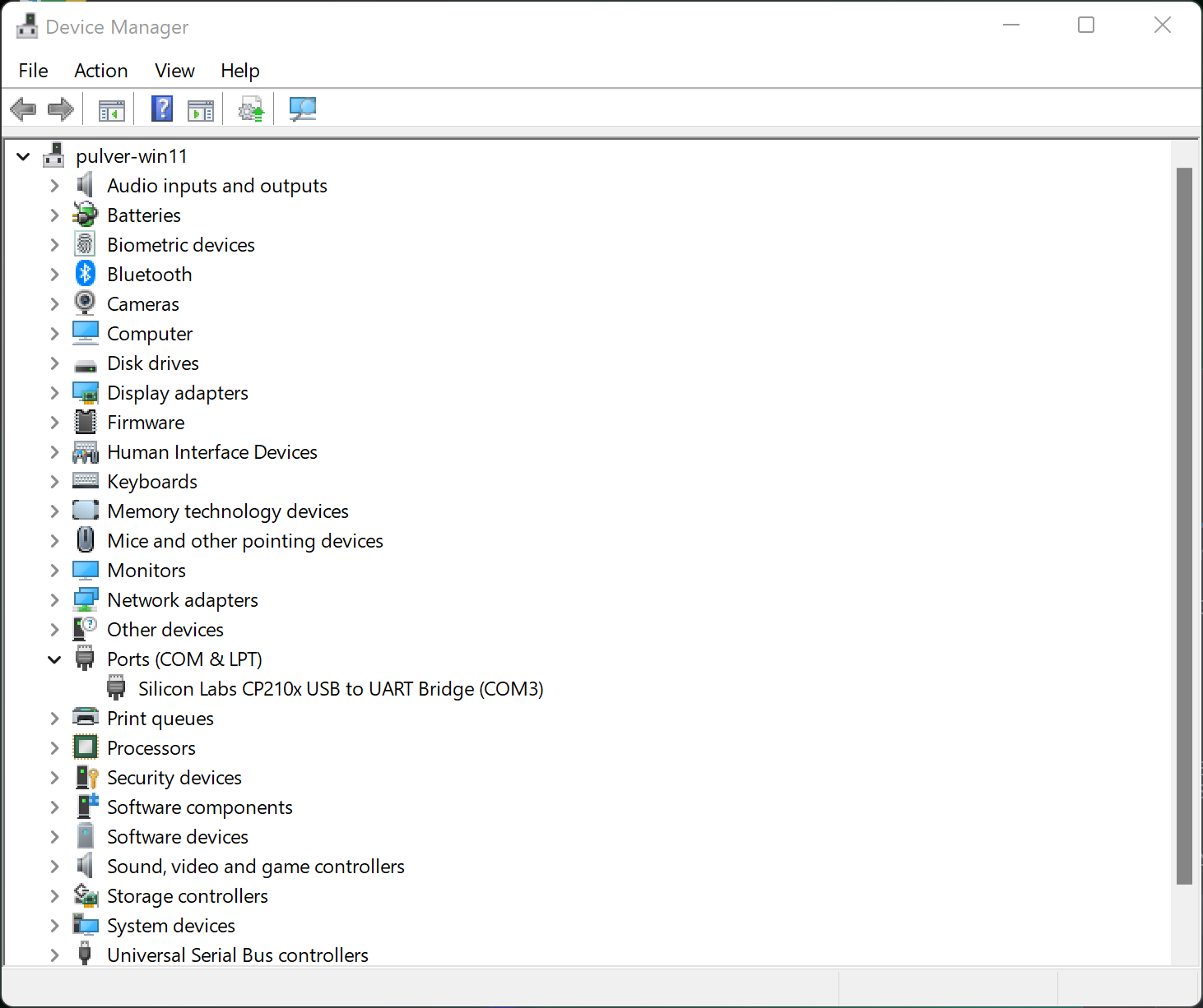 Device Manager: ports with Yellow